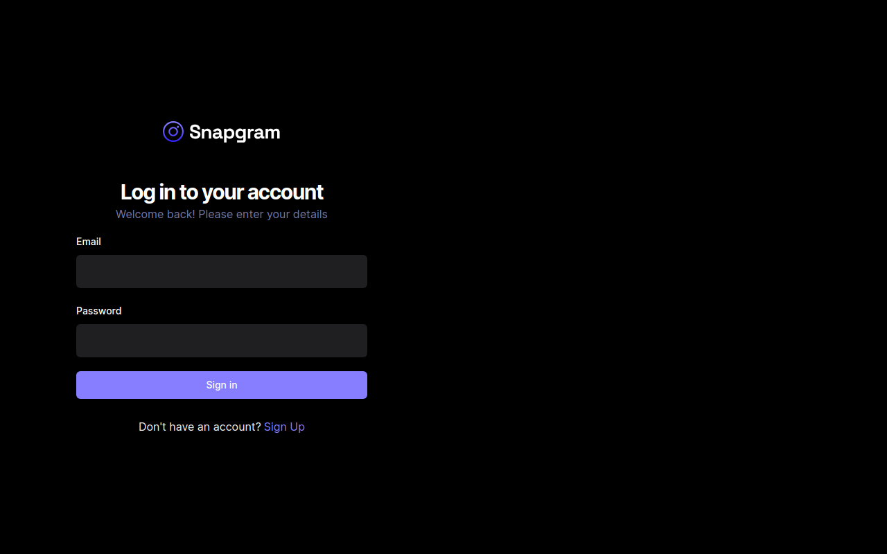 Screenshot of the Homepage for an Instagram copy web application